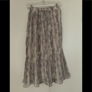 Midi snakeskin print skirt